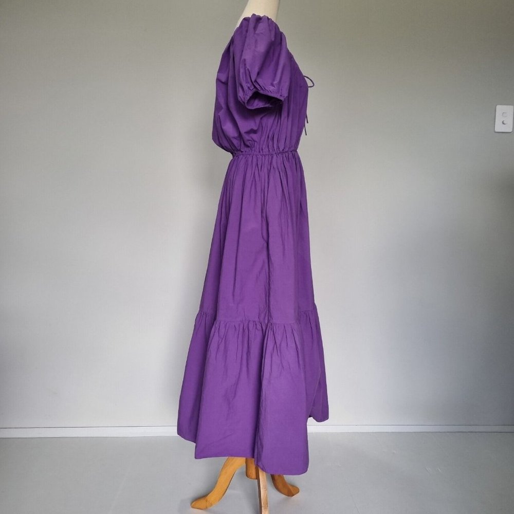 Matteau Purple Organic Cotton Drawcord Midi Dress Size 3 - Picture 4 of 11